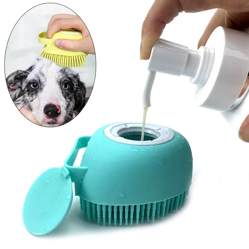 Dog Cleaning Pet Massage Shampoo Silicone Brush