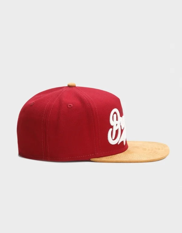 BROOKLYN Faux Suede Hip Hop Red Snapback