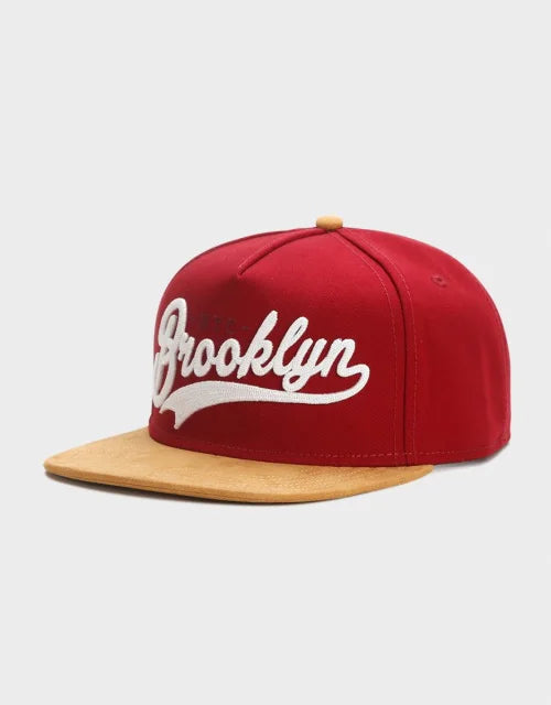 BROOKLYN Faux Suede Hip Hop Red Snapback