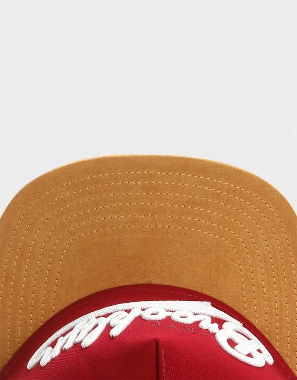 BROOKLYN Faux Suede Hip Hop Red Snapback