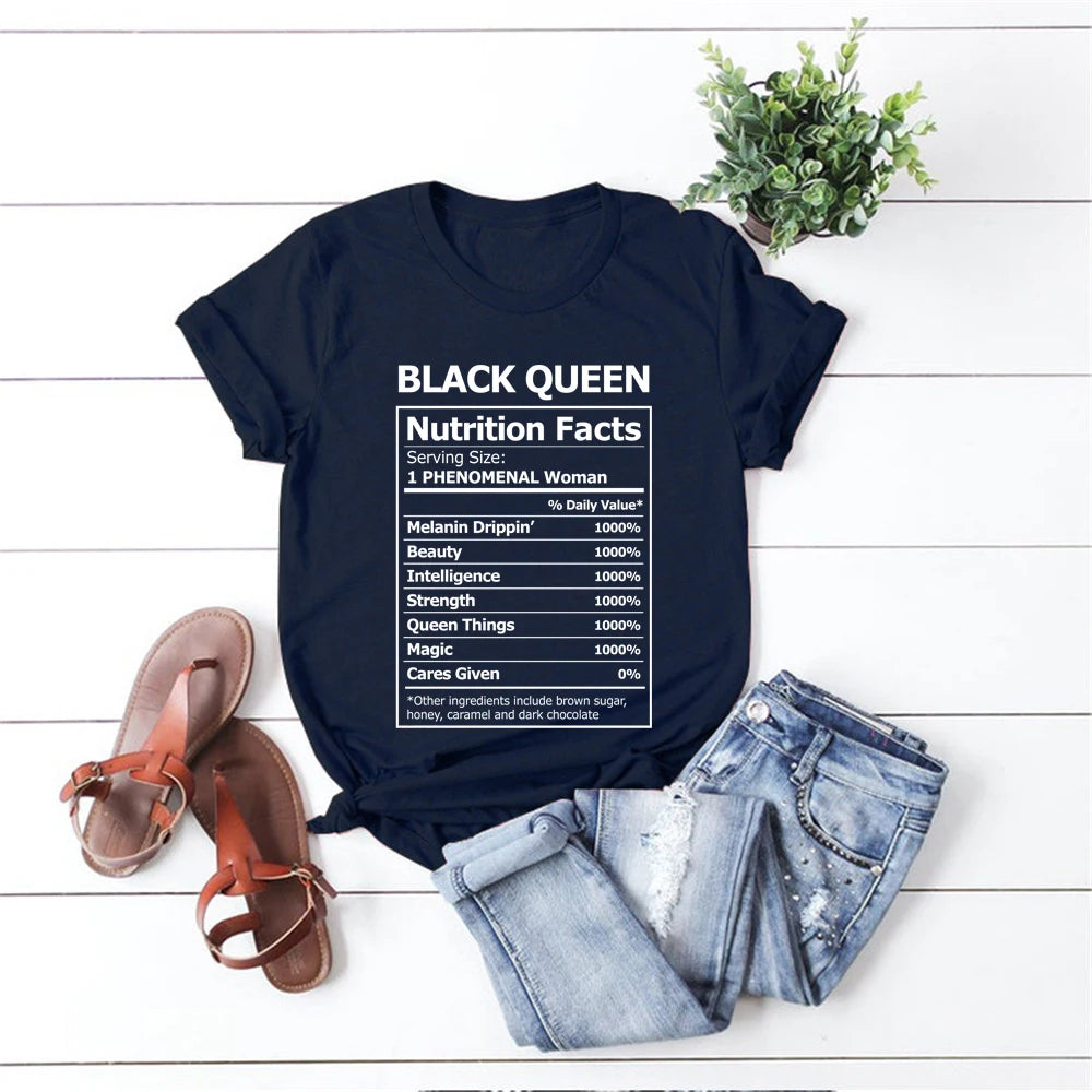 Women's Black Queen Nutritional Facts T-Shirt