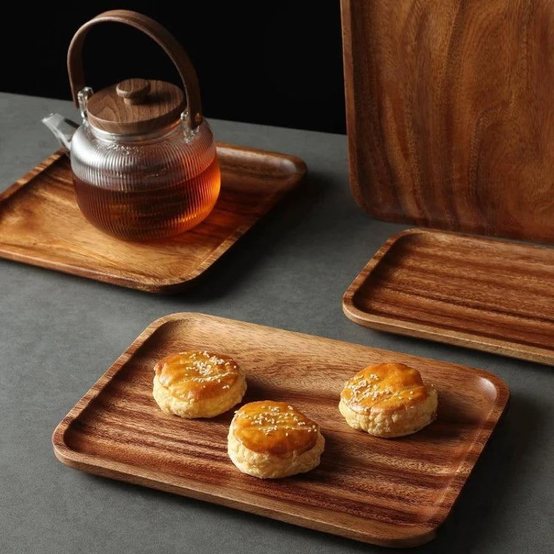 Solid Wood Rectangular Dinner Tray