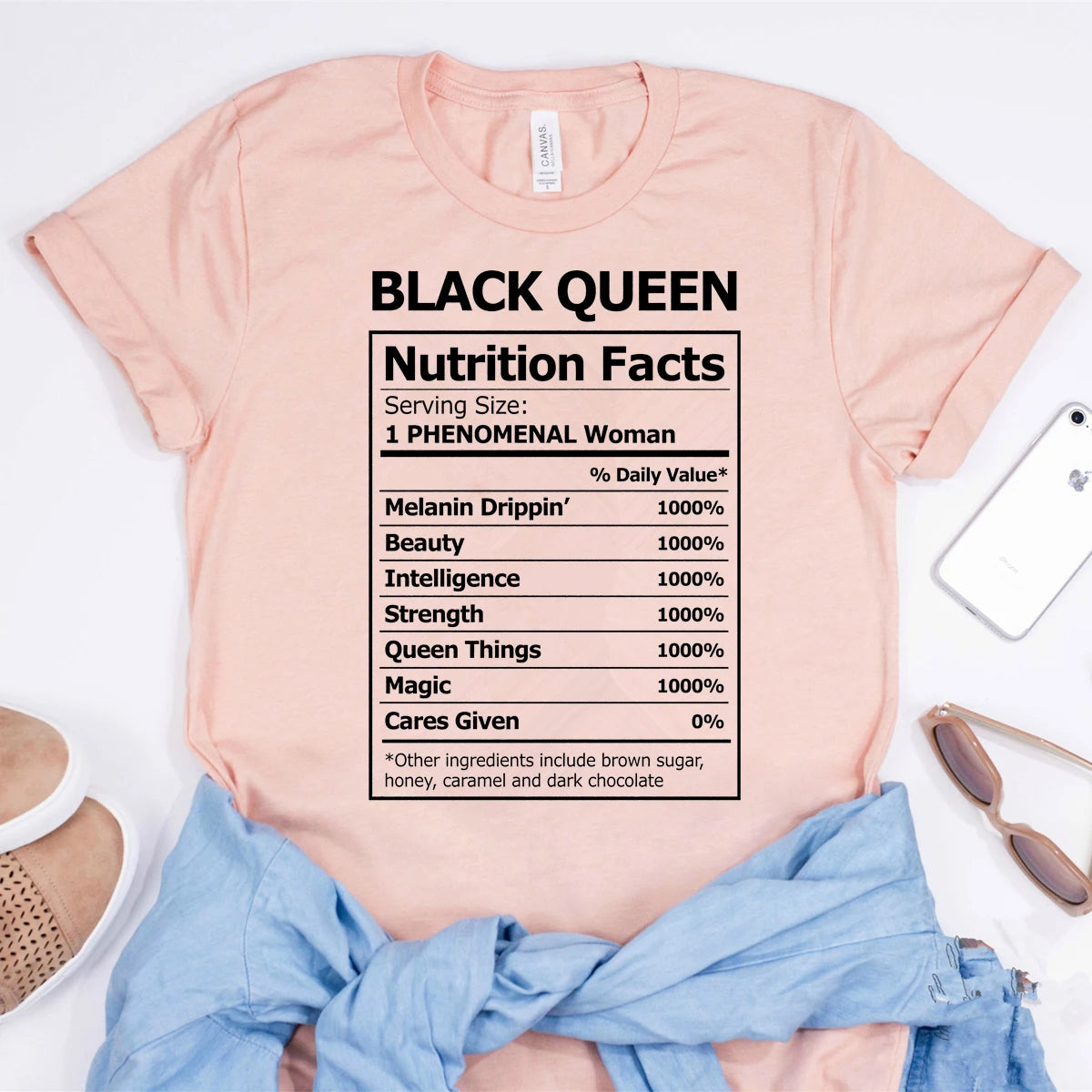 Women's Black Queen Nutritional Facts T-Shirt