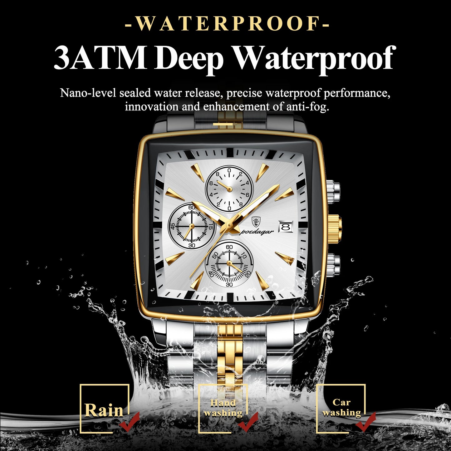 Men's Waterproof Luxury Square Sport Watch