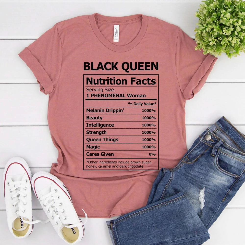 Women's Black Queen Nutritional Facts T-Shirt