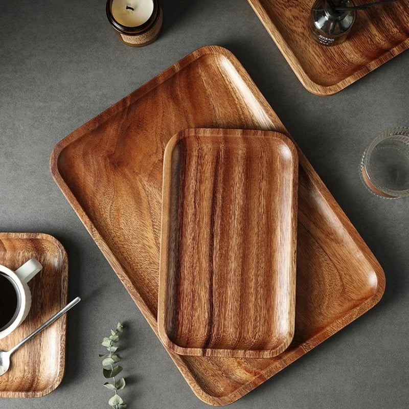 Solid Wood Rectangular Dinner Tray