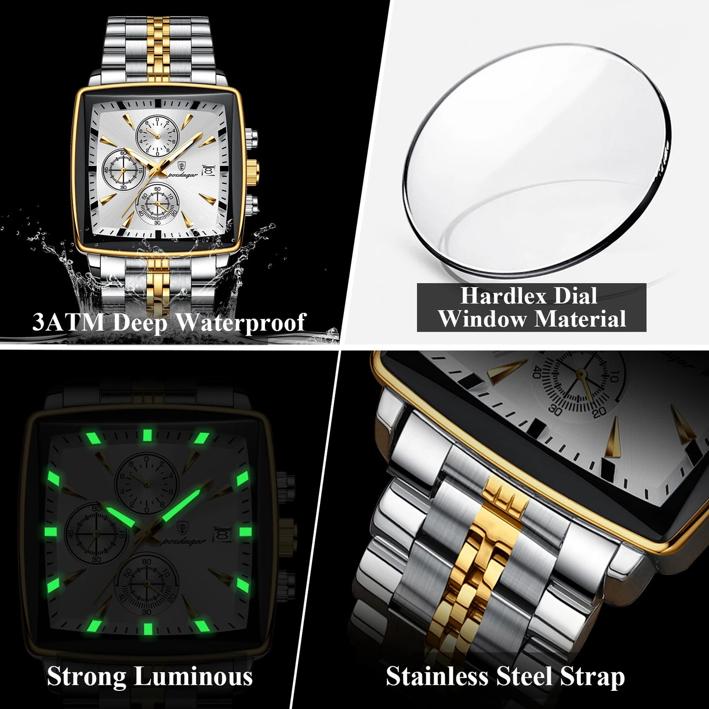 Men's Waterproof Luxury Square Sport Watch