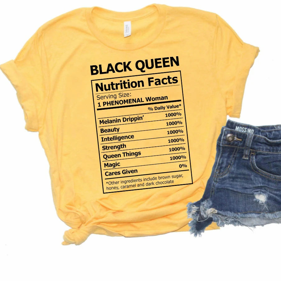 Women's Black Queen Nutritional Facts T-Shirt