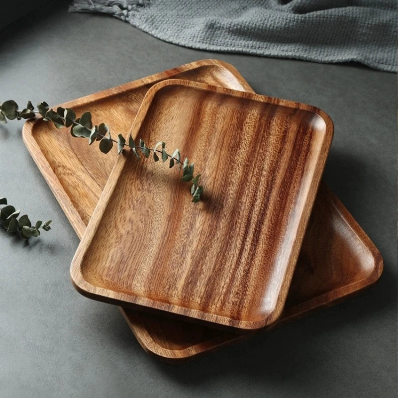 Solid Wood Rectangular Dinner Tray