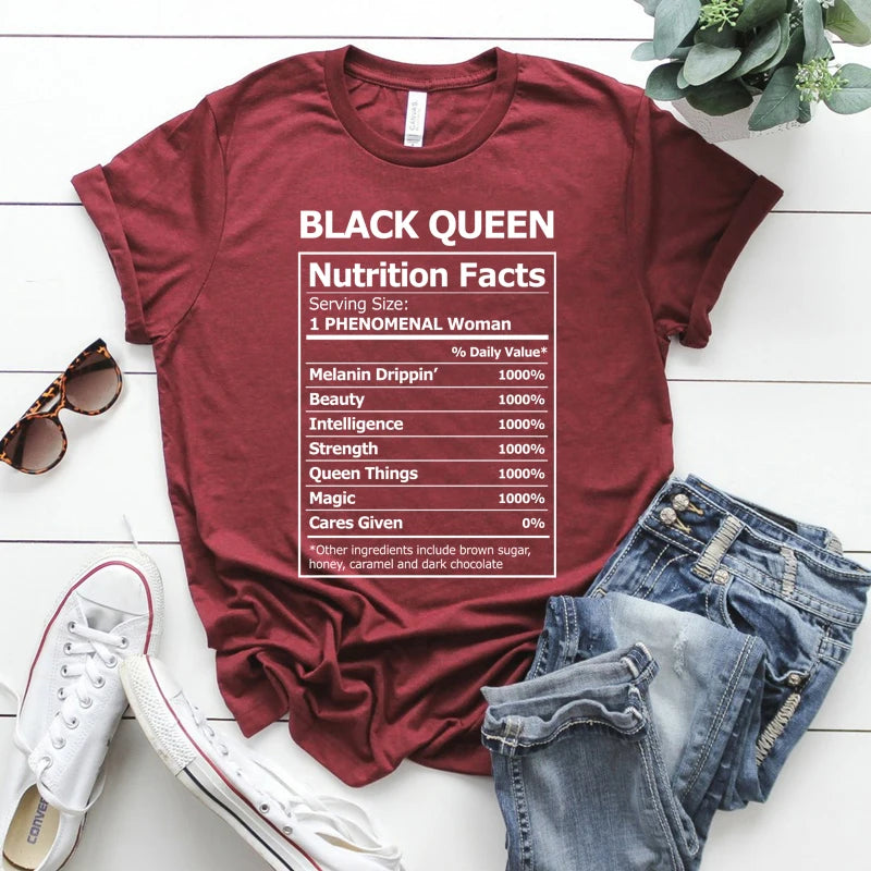 Women's Black Queen Nutritional Facts T-Shirt