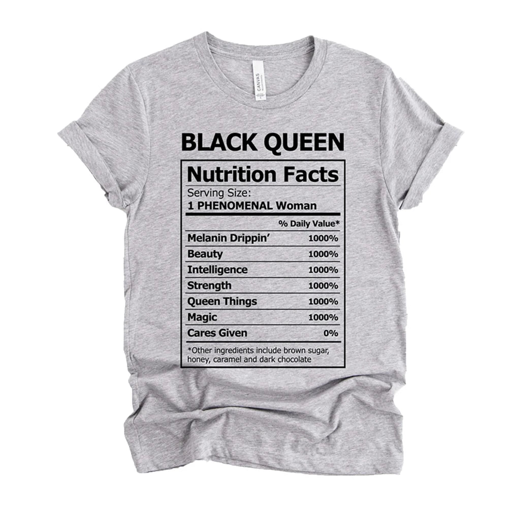 Women's Black Queen Nutritional Facts T-Shirt