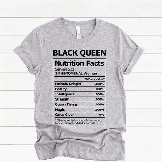 Women's Black Queen Nutritional Facts T-Shirt