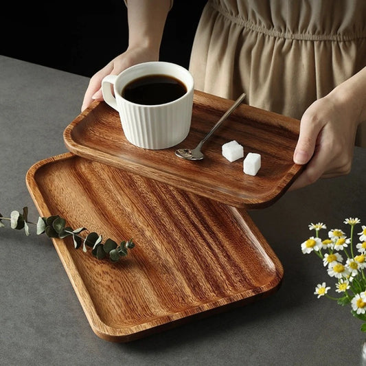 Solid Wood Rectangular Dinner Tray