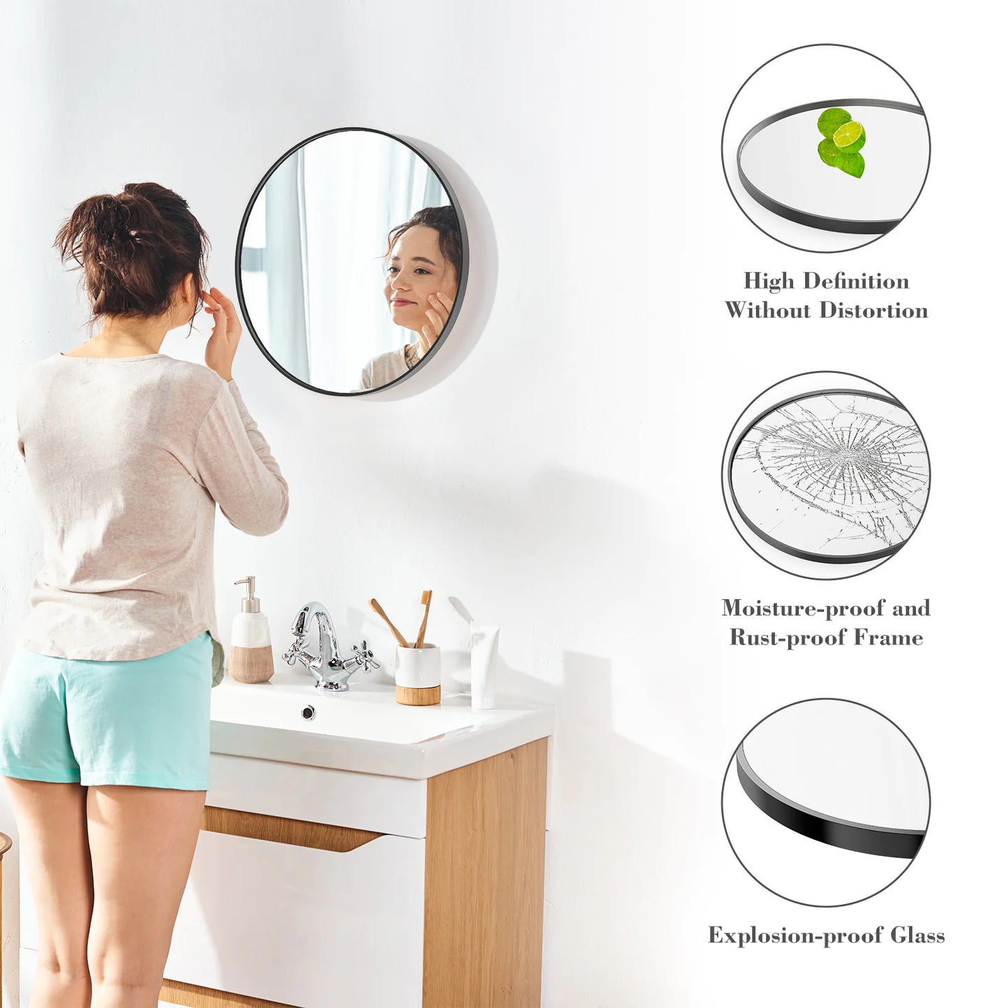 Black Circular Wall Mirror