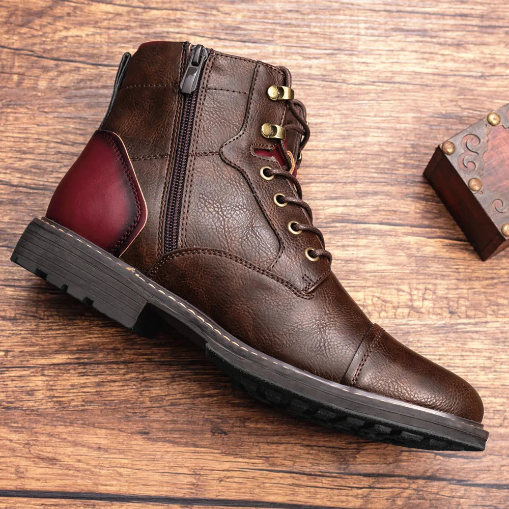 Men's Leather Fashion Zipper Boots