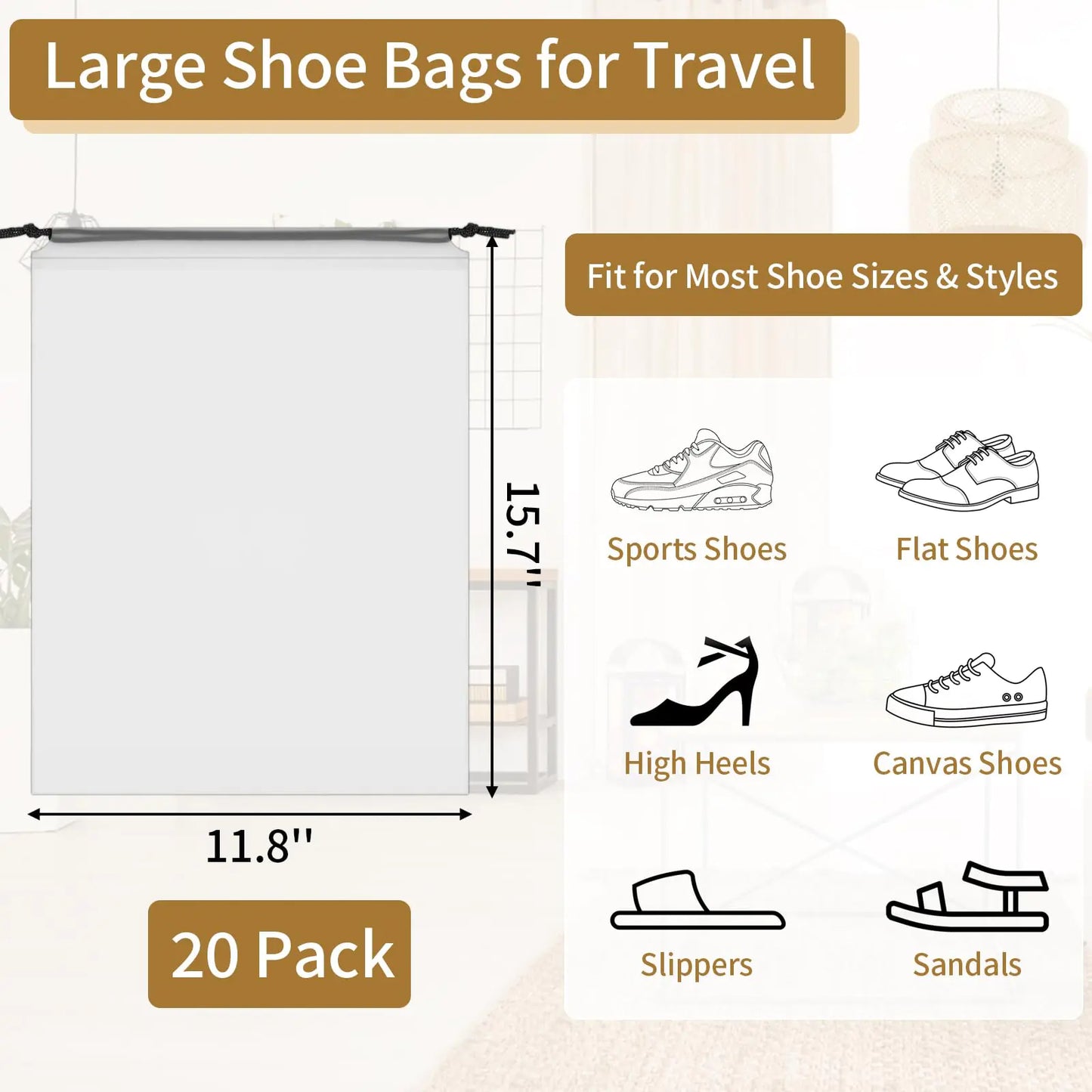 20 Pack Travel Shoe Bags