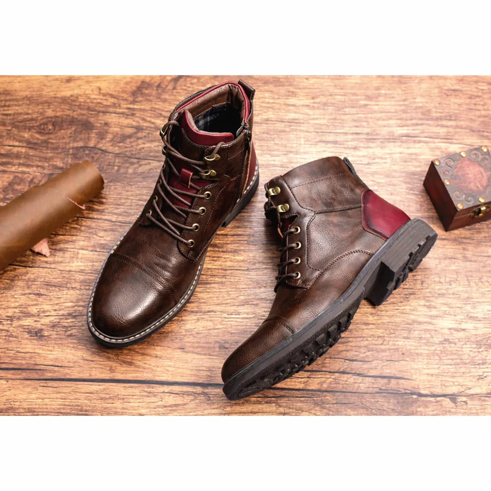 Men's Leather Fashion Zipper Boots